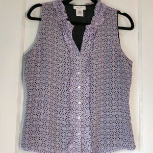 Kate Hill Silk Sleeveless Ruffle Blouse